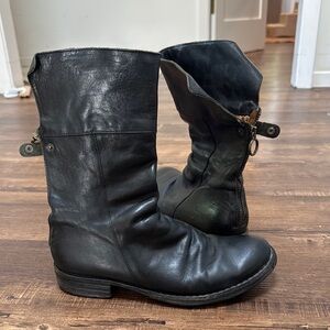 Florentini + Baker mid black moto boots, size 38
